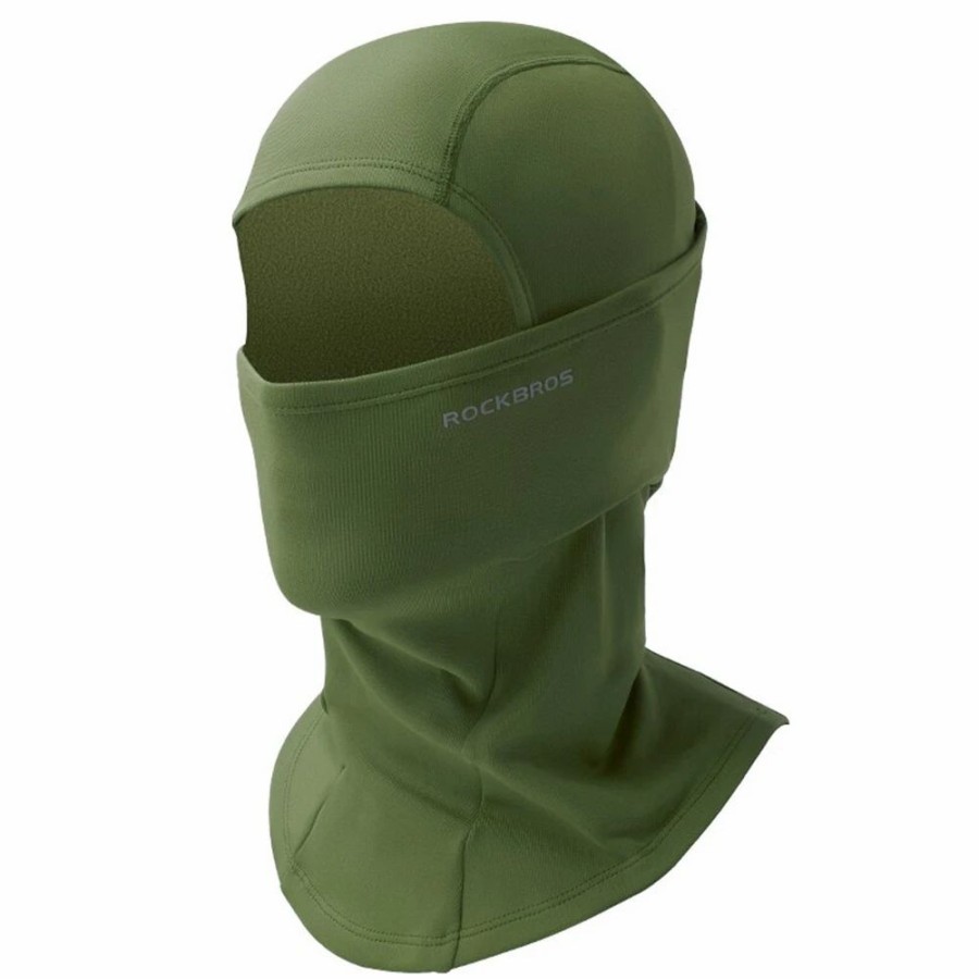 Cycling * | Rockbros Snowboard Face Mask Windproof Warm Outdoor Thermal Fleece Ski Mask Breathable Unisex For Camping, Skiing Army Green