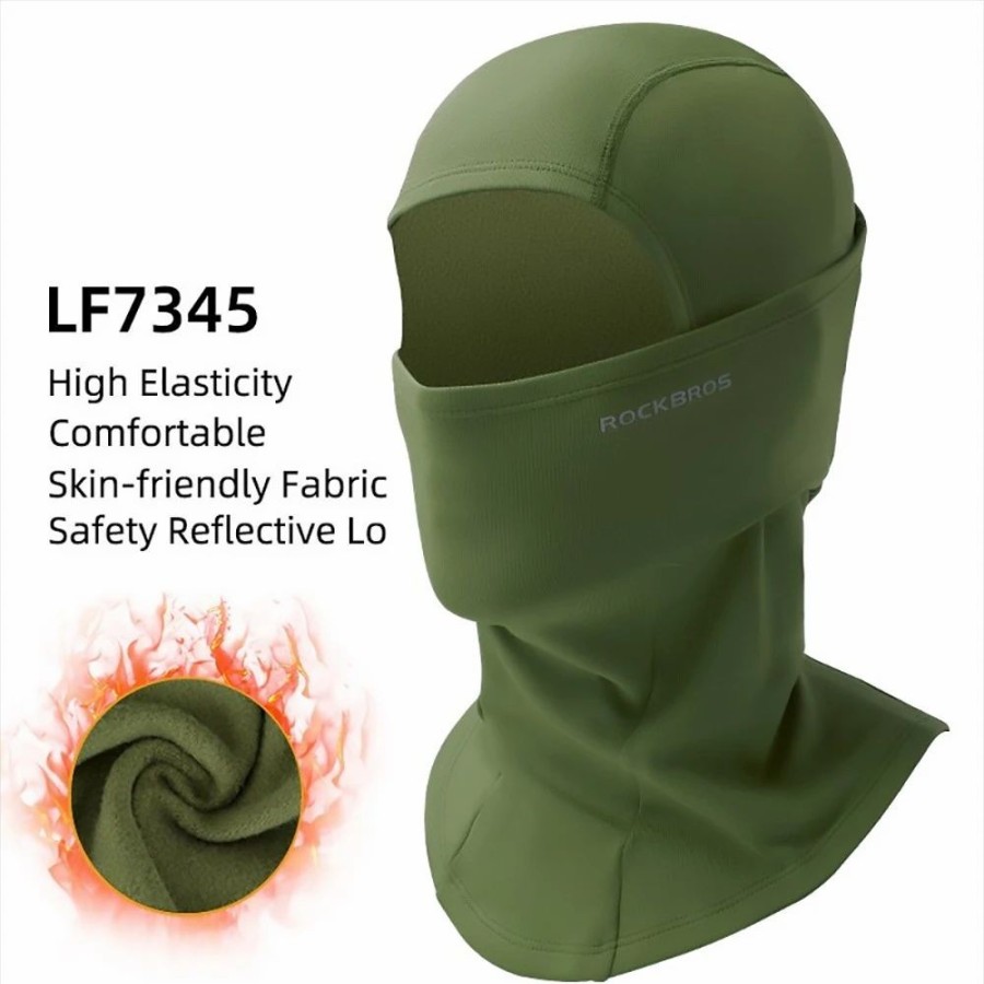 Cycling * | Rockbros Snowboard Face Mask Windproof Warm Outdoor Thermal Fleece Ski Mask Breathable Unisex For Camping, Skiing Army Green