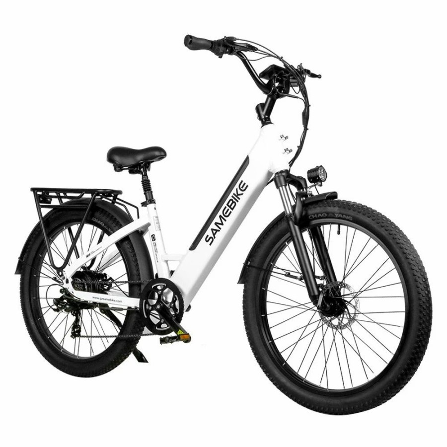 E-Bikes, Scooters & Wheels * | Samebike Rs-A01 Electric Bike 750W Motor 70N.M 25-35Km/H Max Speed 48V 14Ah Battery 26*3" Tires With Rear Rack White