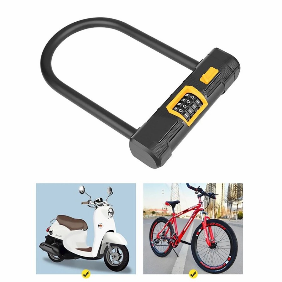 Cycling * | Bicycle U Lock With 1.2M Cable Anti-Theft Heavy Duty Bike Password Lock Alloy For E-Bikes, Motorcycles, Scooters