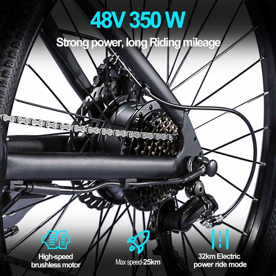 E-Bikes, Scooters & Wheels * | Bk7 Electric Bike 48V 350W Motor 7.5Ah Battery Shimano 21 Speed Gear Front Suspension And Dual Disc Brakes Black