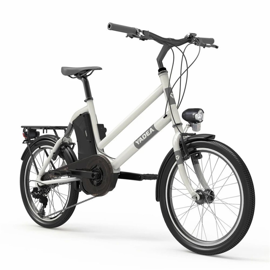 E-Bikes, Scooters & Wheels * | Yadea Yt300 20 Inch Touring Electric City Bike 250W Okawa Mid Drive Motor Shimano 7-Speed Rear Derailleur 36V 7.8Ah Removable Battery 25Km/H Max Speed Up To 60Km Max Range Led Headlight White