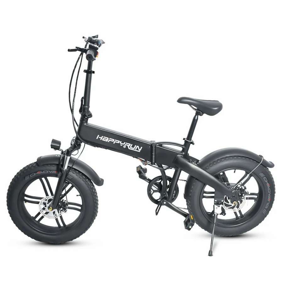 E-Bikes, Scooters & Wheels * | Happyrun Hr-2006 Electric Folding Bike 350W Motor 36V 10Ah Battery 20*4.0 Inch Snow Tires 50Km Range 25Km/H Max Speed Black