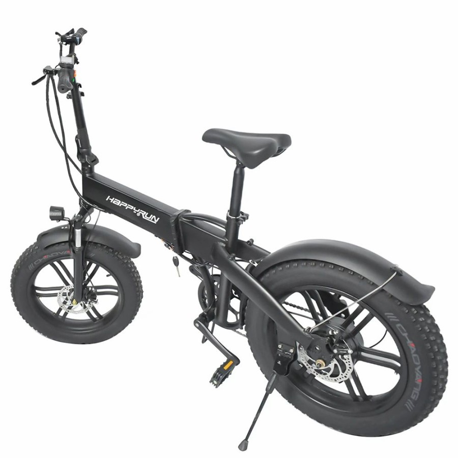 E-Bikes, Scooters & Wheels * | Happyrun Hr-2006 Electric Folding Bike 350W Motor 36V 10Ah Battery 20*4.0 Inch Snow Tires 50Km Range 25Km/H Max Speed Black