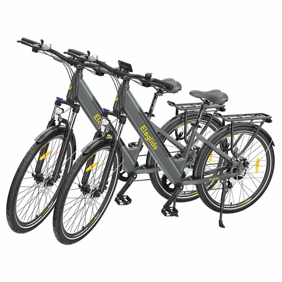 E-Bikes, Scooters & Wheels * | 2Pcs Eleglide T1 Step-Thru Electric Trekking Bike 27.5 Inch Cst Tires 36V 12.5Ah Battery 250W Brushless Motor Shimano 7 Gears Max Speed 25Km/H Max Range 100Km Max Load 120Kg Ipx4 Waterproof Dual Disk Brake Trekking E-Bike Gray