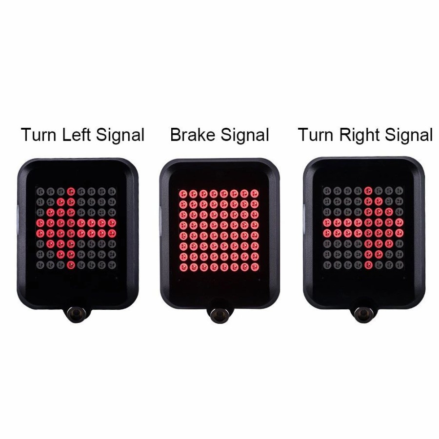 Cycling * | Tx129 64-Led Intelligent Bicycle Taillight 80 Lumens 1200Mah Battery Automatic Direction Indicator Light Infrared Laser Black