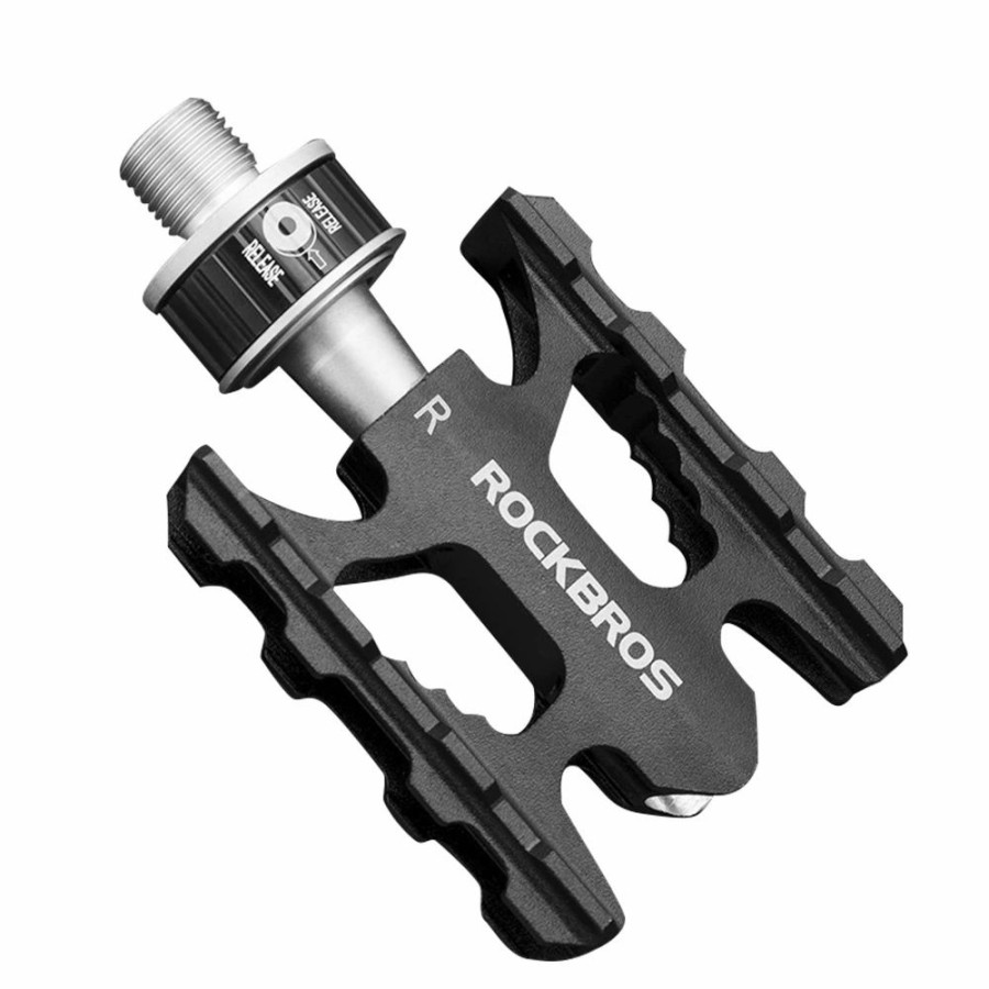 Cycling * | Rockbros Bicycle Pedals Quick Release Cnc Rainproof Seal Bearing 6.1Cm Widened Non-Slip Chrome Molybdenum Bike Pedal