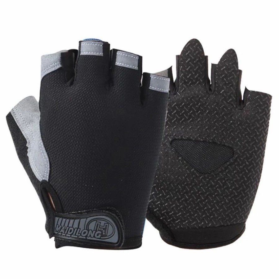 Cycling * | Outdoor Sports Cycling Half Finger Gloves Absorbing Sweat Design Size L Black And Gray